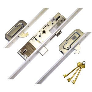 Era Vectis Latch Deadbolt 2 Hooks Split Spindle Flat 44mm White Faceplate Multipoint Door Lock