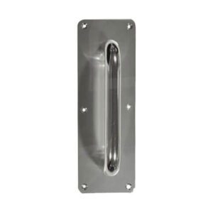 TSS Round Bar D Pull Handles on Plate Face Fixing Satin Aluminium