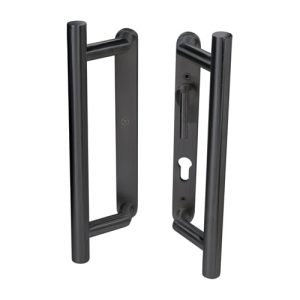 Coastal Group KM950B BLU Patio Sliding Door Handles Back To Back Blank Plate & Euro Cut-Out with Lever (LEAD TIME: 2-3 DAYS)