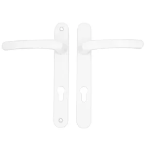 TSS Lever Lever UPVC Multipoint Door Handles - 92mm PZ - Sprung - 203mm Screw Centres - 232mm Backplate