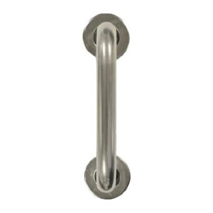 TSS Round Bar D Pull Handles on Round Rose Concealed Fixing Satin Aluminium